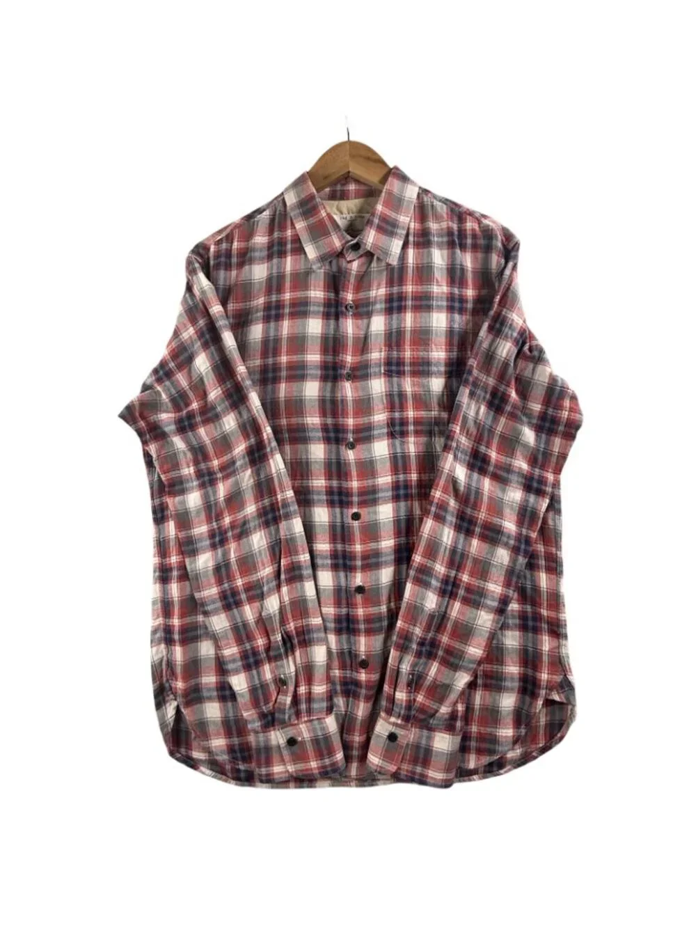 Rag & Bone Shirt Mens Large Red Plaid Flannel Button Up Long Sleeve Pocket USA